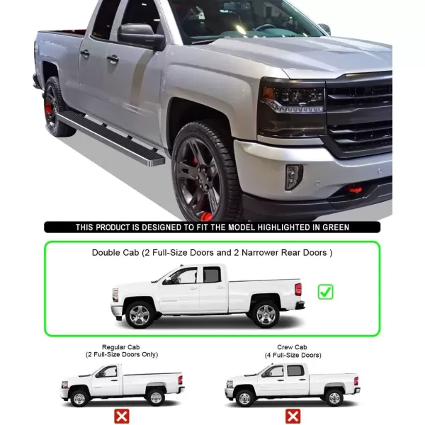 imageAPS Black Running Boards Style Compatible with Chevy Silverado GMC Sierra 20072018 Double Cab Extended Cab ampamp 2500 HD 2019 Exclude 07 ClassicInclude 19 1500 LD Nerf Bars Steps 6inAluminum Silver