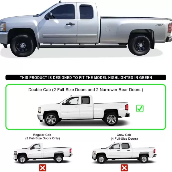 imageAPS Black Running Boards Style Compatible with Chevy Silverado GMC Sierra 20072018 Double Cab Extended Cab ampamp 2500 HD 2019 Exclude 07 ClassicInclude 19 1500 LD Nerf Bars Steps 6inStainless Steel Black