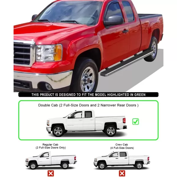 imageAPS Black Running Boards Style Compatible with Chevy Silverado GMC Sierra 20072018 Double Cab Extended Cab ampamp 2500 HD 2019 Exclude 07 ClassicInclude 19 1500 LD Nerf Bars Steps 6inStainless Steel Polished