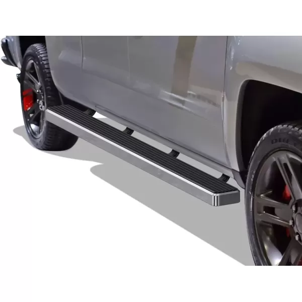 imageAPS Black Running Boards Style Compatible with Chevy Silverado GMC Sierra 20072018 Double Cab Extended Cab ampamp 2500 HD 2019 Exclude 07 ClassicInclude 19 1500 LD Nerf Bars Steps 6inAluminum Silver