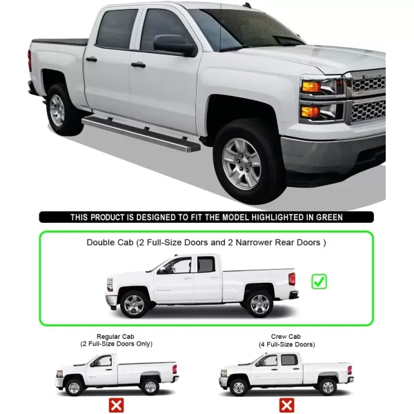 imageAPS Black Running Boards Style Compatible with Chevy Silverado GMC Sierra 20072018 Double Cab Extended Cab ampamp 2500 HD 2019 Exclude 07 ClassicInclude 19 1500 LD Nerf Bars Steps 6inStainless Steel Polished