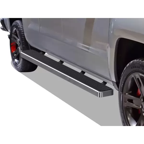 imageAPS Black Running Boards Style Compatible with Chevy Silverado GMC Sierra 20072018 Double Cab Extended Cab ampamp 2500 HD 2019 Exclude 07 ClassicInclude 19 1500 LD Nerf Bars Steps 6inAluminum Silver