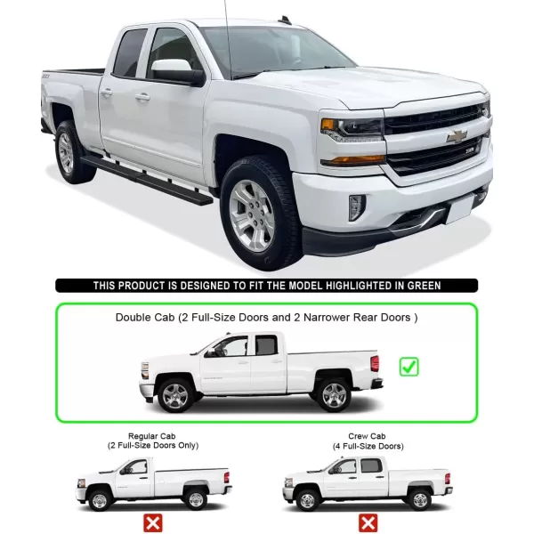 imageAPS Black Running Boards Style Compatible with Chevy Silverado GMC Sierra 20072018 Double Cab Extended Cab ampamp 2500 HD 2019 Exclude 07 ClassicInclude 19 1500 LD Nerf Bars Steps 6inAluminum Black