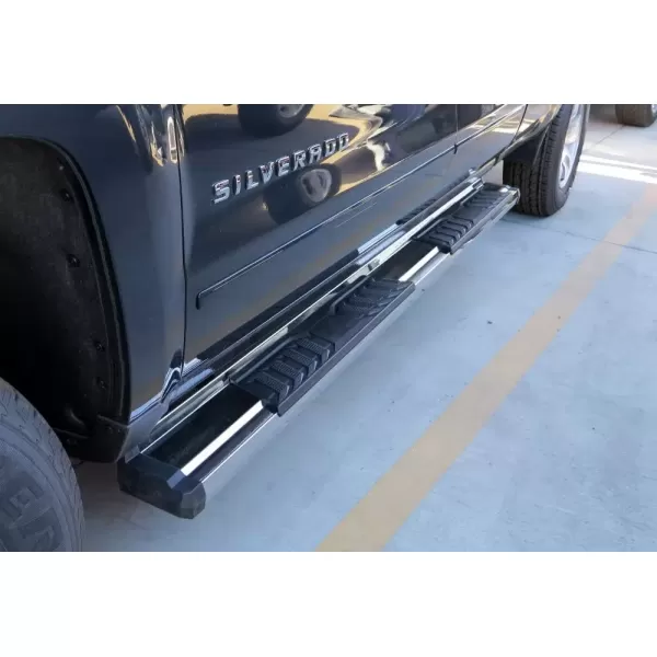 imageAPS Chrome OE Style Nerf Bars Running Boards Compatible with Chevy Silverado GMC Sierra 20072018 Double Extended Cab ampamp 2500 3500 2019 Exclude 07 Classic