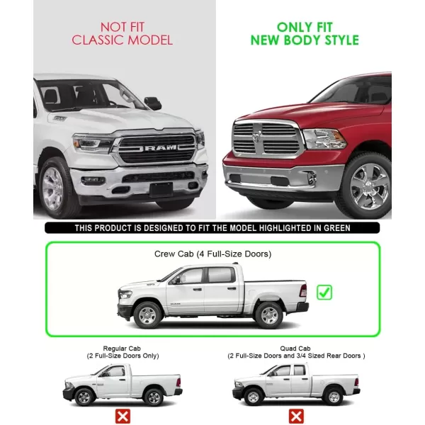imageAPS Running Boards 6in Black Compatible with Ram 1500 20092018 Crew Cab ampamp Ram 2500 3500 20102024 Stainless Steel Nerf Bars Side Steps Side Bars