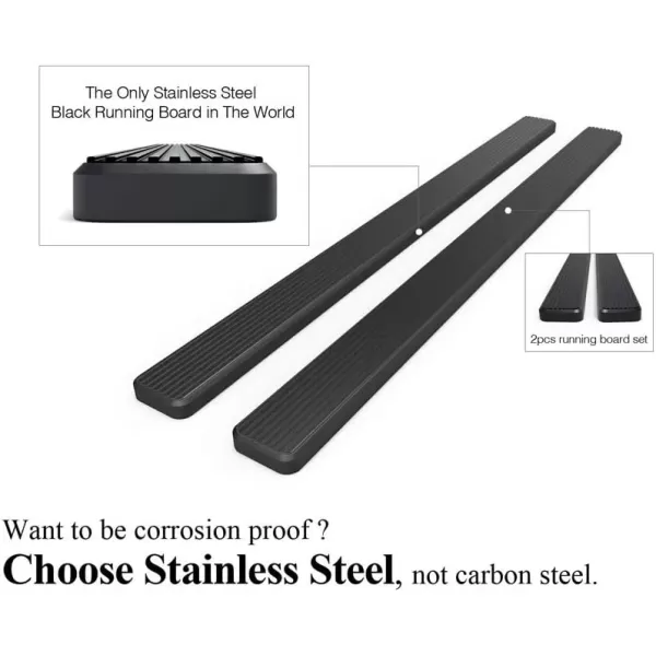 imageAPS Running Boards Nerf Bars Side Steps Compatible with Chevy Silverado GMC Sierra 20072018 Double Cab Extended Cab 55ft Short Bed ampamp 2500 2019 Exclude 07 Classic Black 6in Wheel to Wheel