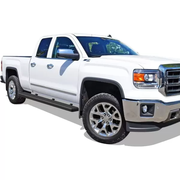 imageAPS Running Boards Nerf Bars Side Steps Compatible with Chevy Silverado GMC Sierra 20072018 Double Cab Extended Cab 55ft Short Bed ampamp 2500 2019 Exclude 07 Classic Black 6in Wheel to Wheel