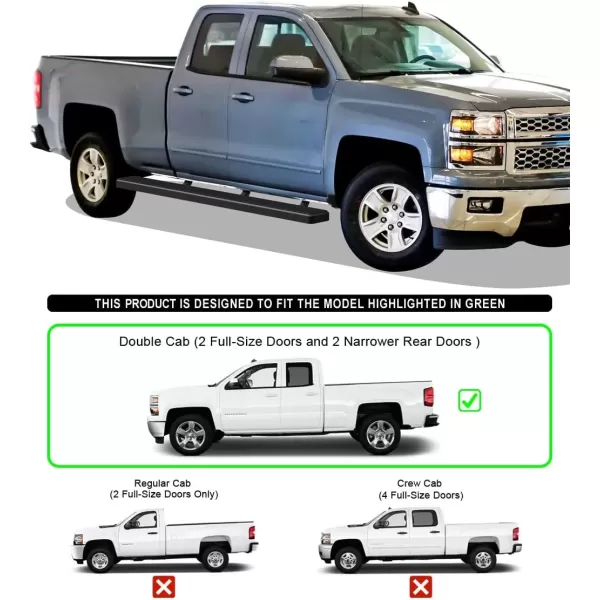 imageAPS Running Boards Nerf Bars Side Steps Compatible with Chevy Silverado GMC Sierra 20072018 Double Cab Extended Cab 55ft Short Bed ampamp 2500 2019 Exclude 07 Classic Black 6in Wheel to Wheel