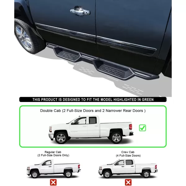 imageAPS Stainless Steel Pocket Steps Running Boards Side Bars Compatible with Chevy Silverado GMC Sierra 20072018 Double Cab Extended Cab ampamp 2500 HD 2019 Exclude 07 ClassicInclude 19 1500 LDBlack