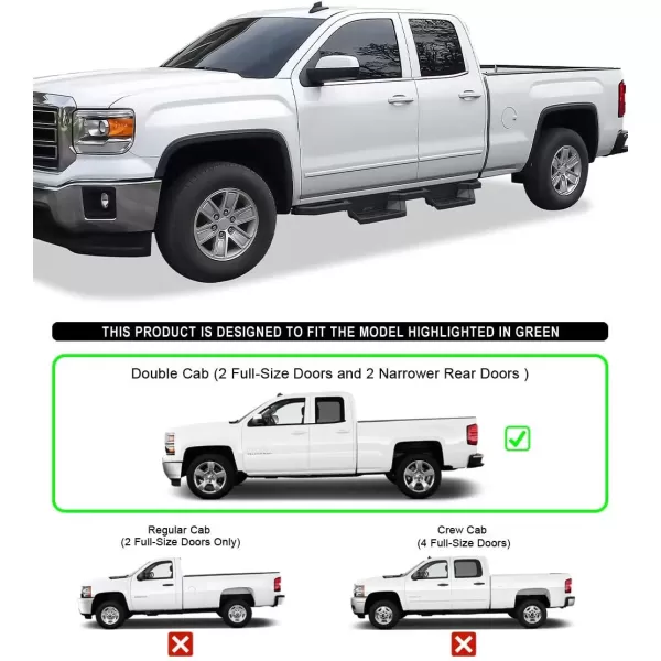 imageAPS Stainless Steel Pocket Steps Running Boards Side Bars Compatible with Chevy Silverado GMC Sierra 20072018 Double Cab Extended Cab ampamp 2500 HD 2019 Exclude 07 ClassicInclude 19 1500 LDBlack