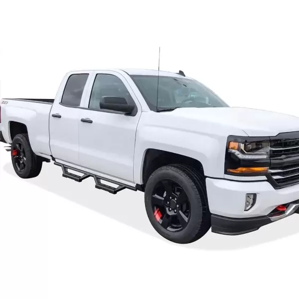 imageAPS Stainless Steel Pocket Steps Running Boards Side Bars Compatible with Chevy Silverado GMC Sierra 20072018 Double Cab Extended Cab ampamp 2500 HD 2019 Exclude 07 ClassicInclude 19 1500 LDBlack