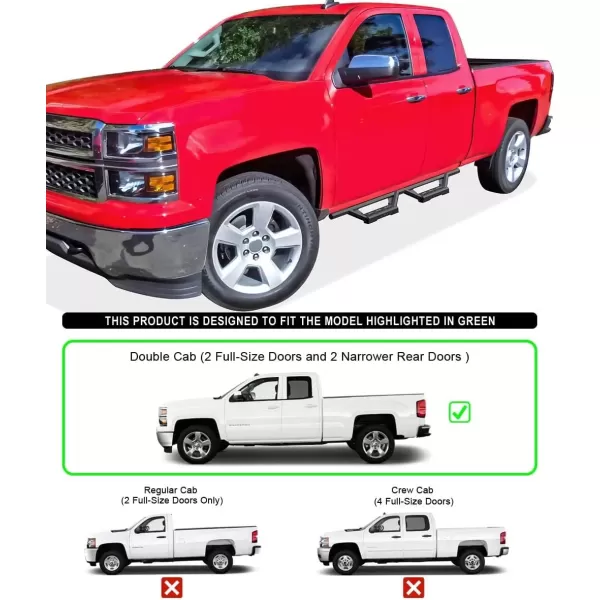 imageAPS Stainless Steel Pocket Steps Running Boards Side Bars Compatible with Chevy Silverado GMC Sierra 20072018 Double Cab Extended Cab ampamp 2500 HD 2019 Exclude 07 ClassicInclude 19 1500 LDBlack