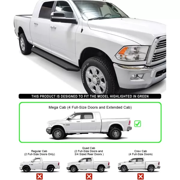imageAPS iBoard Third Generation Black Aluminum Flat Style Running Boards Side Step for Selected Ram 1500 2500 3500 Crew CabAluminum Black