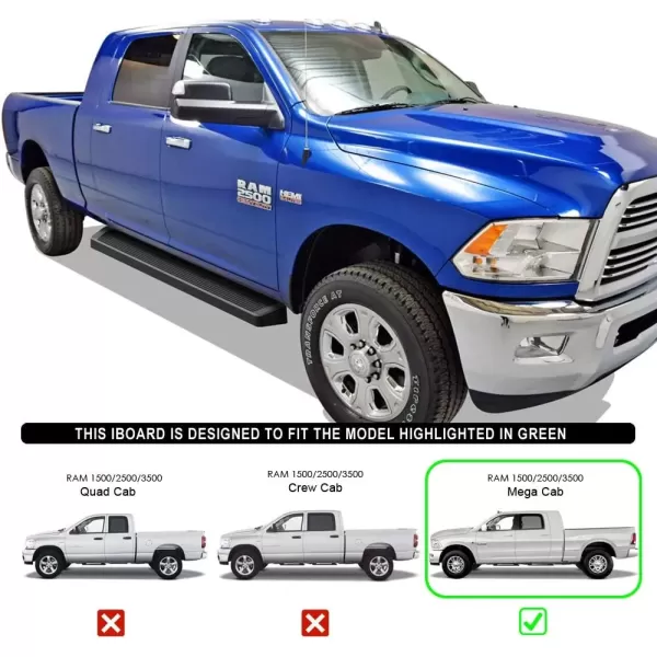 imageAPS iBoard Third Generation Black Aluminum Flat Style Running Boards Side Step for Selected Ram 1500 2500 3500 Crew CabBlack