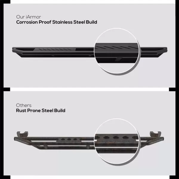 imageAPS 65in Side Armor Stainless Steel Running Boards Compatible with Chevy Silverado GMC Sierra 1500 20072018 Crew Cab ampamp 2500 3500 HD 2019 Crew Cab Exclude 07 Classic Nerf Bars