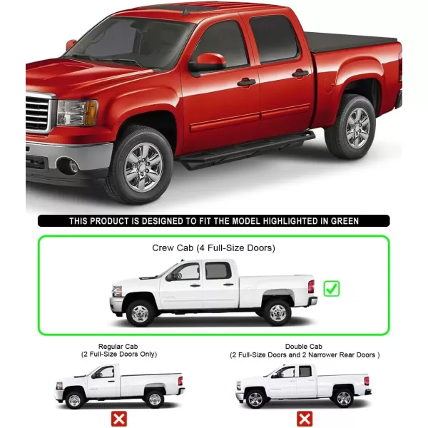 imageAPS 65in Side Armor Stainless Steel Running Boards Compatible with Chevy Silverado GMC Sierra 1500 20072018 Crew Cab ampamp 2500 3500 HD 2019 Crew Cab Exclude 07 Classic Nerf Bars