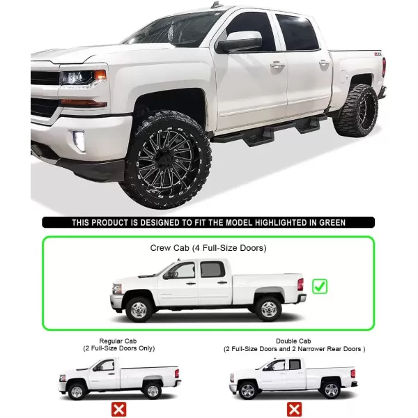 imageAPS Drop Steps Running Boards Compatible with Chevy Silverado GMC Sierra 20072018 Crew Cab