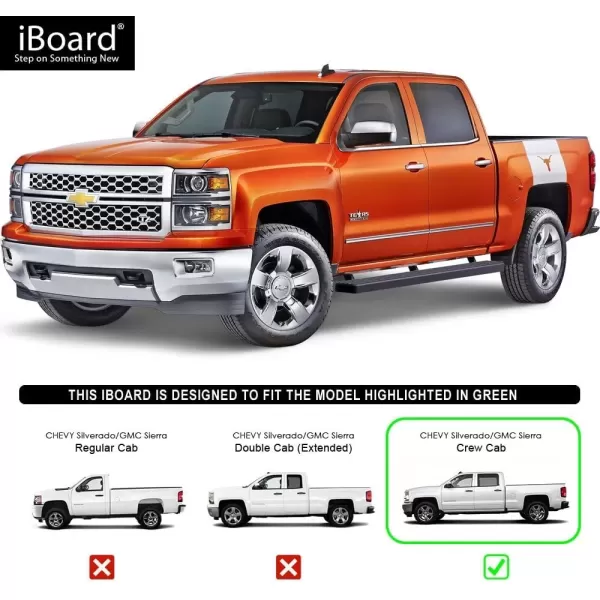 imageAPS IBCZ5928 Black 4quot Running Board Side Step iBoard Third Generation For Selected Chevy SilveradoGMC Sierra Crew Cab Aluminum4 inches