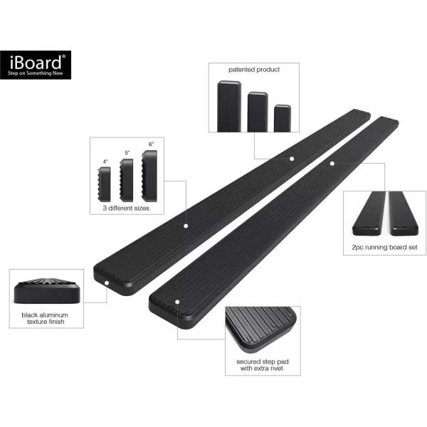 imageAPS IBCZ5928 Black 4quot Running Board Side Step iBoard Third Generation For Selected Chevy SilveradoGMC Sierra Crew Cab Aluminum4 inches
