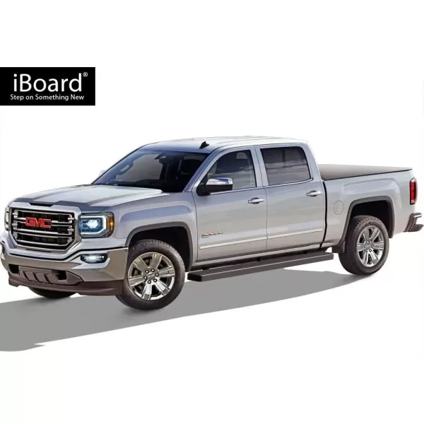 imageAPS IBCZ5928 Black 4quot Running Board Side Step iBoard Third Generation For Selected Chevy SilveradoGMC Sierra Crew Cab Aluminum5 inches