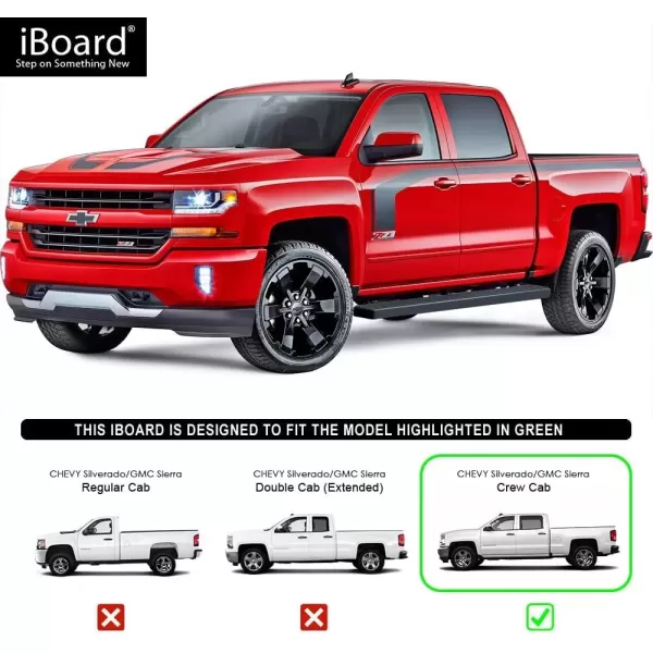 imageAPS IBCZ5928 Black 4quot Running Board Side Step iBoard Third Generation For Selected Chevy SilveradoGMC Sierra Crew Cab Aluminum5 inches