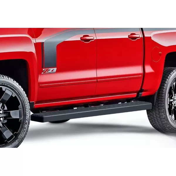 imageAPS IBCZ5928 Black 4quot Running Board Side Step iBoard Third Generation For Selected Chevy SilveradoGMC Sierra Crew Cab Aluminum5 inches
