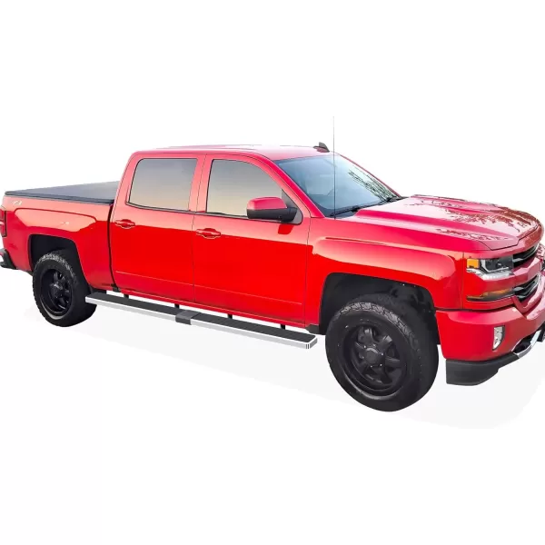 imageAPS Running Boards 5 inches Compatible with Chevy Silverado GMC Sierra 1500 20072018 ampamp 2500 HD 3500 HD 2019 Crew Cab Exclude 07 Classic Stainless Steel Nerf Bars Side Steps Side BarsAluminum Silver