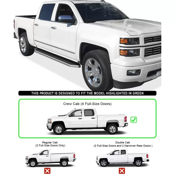 imageAPS Running Boards 5 inches Compatible with Chevy Silverado GMC Sierra 1500 20072018 ampamp 2500 HD 3500 HD 2019 Crew Cab Exclude 07 Classic Stainless Steel Nerf Bars Side Steps Side BarsPolished