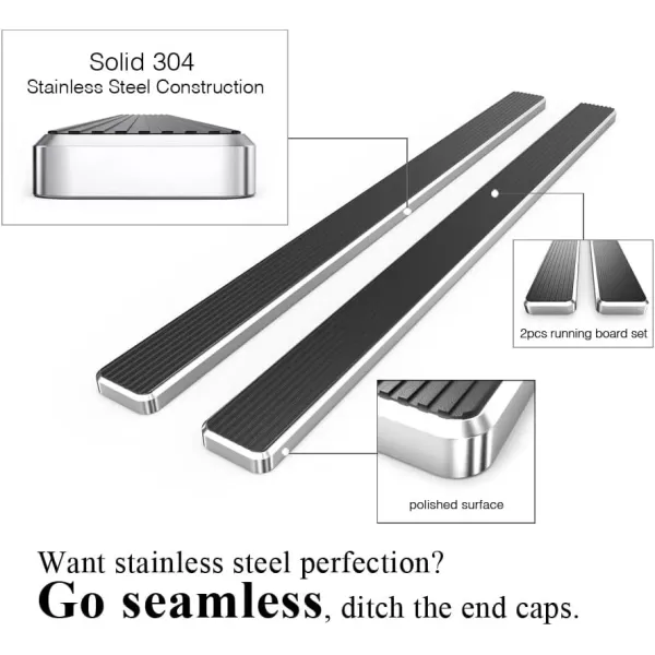 imageAPS Running Boards 5 inches Compatible with Chevy Silverado GMC Sierra 1500 20072018 ampamp 2500 HD 3500 HD 2019 Crew Cab Exclude 07 Classic Stainless Steel Nerf Bars Side Steps Side BarsStainless Steel Polished