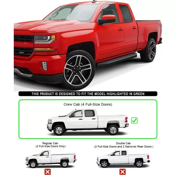 imageAPS Running Boards 5 inches Compatible with Chevy Silverado GMC Sierra 1500 20072018 ampamp 2500 HD 3500 HD 2019 Crew Cab Exclude 07 Classic Stainless Steel Nerf Bars Side Steps Side BarsStainless Steel Black