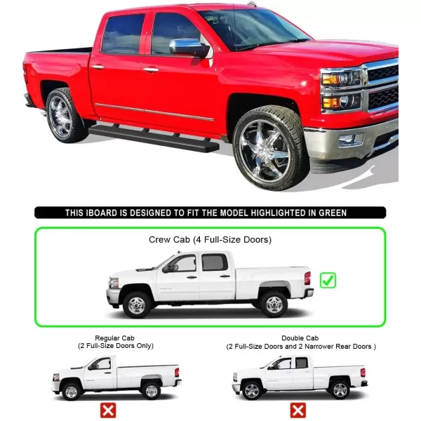 imageAPS Running Boards 5 inches Compatible with Chevy Silverado GMC Sierra 1500 20072018 ampamp 2500 HD 3500 HD 2019 Crew Cab Exclude 07 Classic Stainless Steel Nerf Bars Side Steps Side BarsStainless Steel Black