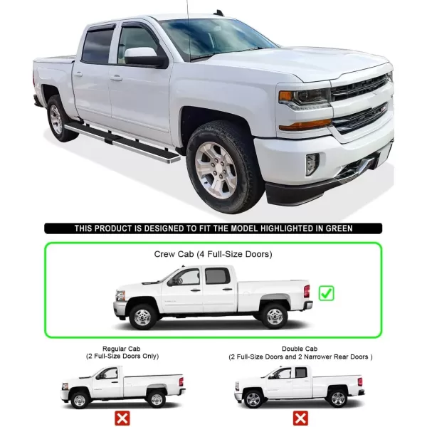 imageAPS Running Boards 5 inches Compatible with Chevy Silverado GMC Sierra 1500 20072018 ampamp 2500 HD 3500 HD 2019 Crew Cab Exclude 07 Classic Stainless Steel Nerf Bars Side Steps Side BarsAluminum Silver
