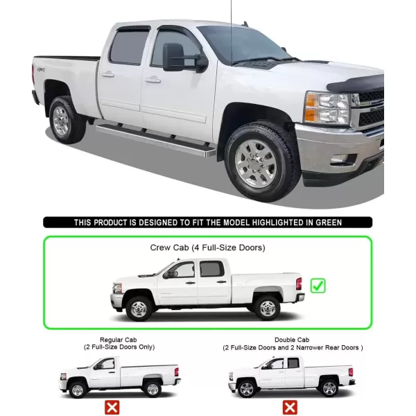 imageAPS Running Boards 5 inches Compatible with Chevy Silverado GMC Sierra 1500 20072018 ampamp 2500 HD 3500 HD 2019 Crew Cab Exclude 07 Classic Stainless Steel Nerf Bars Side Steps Side BarsSilver