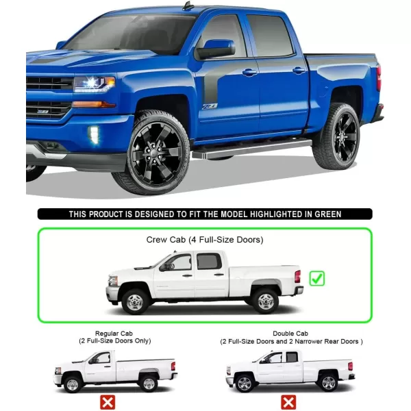 imageAPS Running Boards 5 inches Compatible with Chevy Silverado GMC Sierra 1500 20072018 ampamp 2500 HD 3500 HD 2019 Crew Cab Exclude 07 Classic Stainless Steel Nerf Bars Side Steps Side BarsSilver