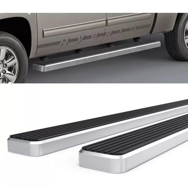 imageAPS Running Boards 5 inches Compatible with Chevy Silverado GMC Sierra 1500 20072018 ampamp 2500 HD 3500 HD 2019 Crew Cab Exclude 07 Classic Stainless Steel Nerf Bars Side Steps Side BarsSilver