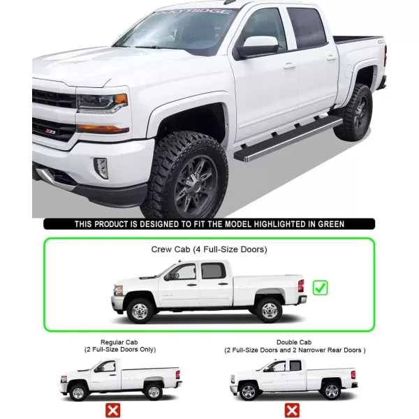 imageAPS Running Boards 5 inches Compatible with Chevy Silverado GMC Sierra 1500 20072018 ampamp 2500 HD 3500 HD 2019 Crew Cab Exclude 07 Classic Stainless Steel Nerf Bars Side Steps Side BarsStainless Steel Polished
