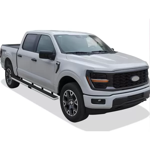 imageAPS Running Boards 5in Compatible with Ford F150 20152025 SuperCrew Cab ampamp F150 Lightning 20222025 ampamp F250 F350 Super Duty 20172025 Crew Cab Stainless Steel Nerf Bars Side Steps Side BarsStainless Steel Polished