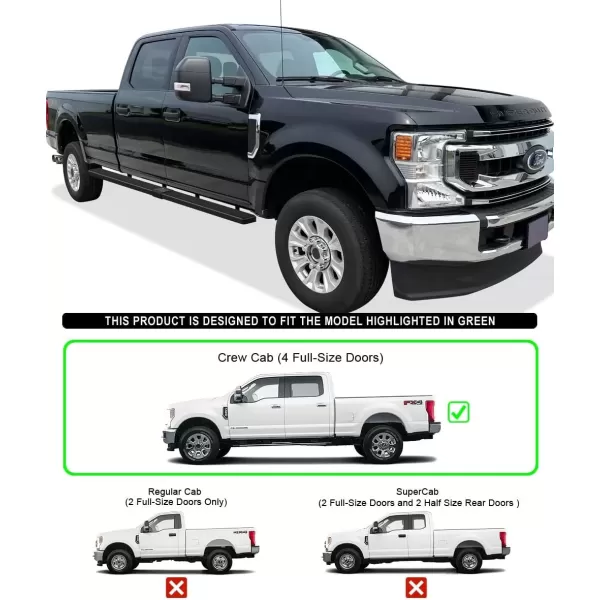 imageAPS Running Boards 5in Compatible with Ford F150 20152025 SuperCrew Cab ampamp F150 Lightning 20222025 ampamp F250 F350 Super Duty 20172025 Crew Cab Stainless Steel Nerf Bars Side Steps Side BarsBlack