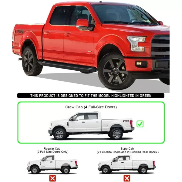 imageAPS Running Boards 5in Compatible with Ford F150 20152025 SuperCrew Cab ampamp F150 Lightning 20222025 ampamp F250 F350 Super Duty 20172025 Crew Cab Stainless Steel Nerf Bars Side Steps Side BarsAluminum Black