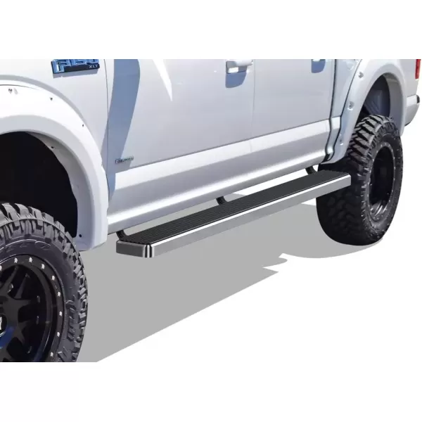 imageAPS Running Boards 5in Compatible with Ford F150 20152025 SuperCrew Cab ampamp F150 Lightning 20222025 ampamp F250 F350 Super Duty 20172025 Crew Cab Stainless Steel Nerf Bars Side Steps Side BarsAluminum Silver