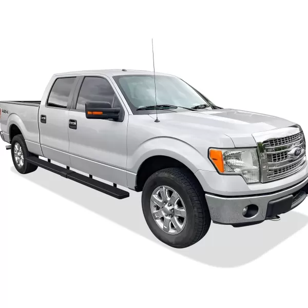 imageAPS Running Boards 5in Compatible with Ford F150 20152025 SuperCrew Cab ampamp F150 Lightning 20222025 ampamp F250 F350 Super Duty 20172025 Crew Cab Stainless Steel Nerf Bars Side Steps Side BarsBlack