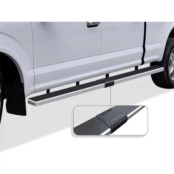 imageAPS Running Boards 5in Compatible with Ford F150 20152025 SuperCrew Cab ampamp F150 Lightning 20222025 ampamp F250 F350 Super Duty 20172025 Crew Cab Stainless Steel Nerf Bars Side Steps Side BarsSilver