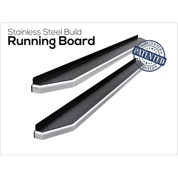 imageAPS Running Boards 5in Compatible with Ford F150 20152025 SuperCrew Cab ampamp F150 Lightning 20222025 ampamp F250 F350 Super Duty 20172025 Crew Cab Stainless Steel Nerf Bars Side Steps Side BarsPolished