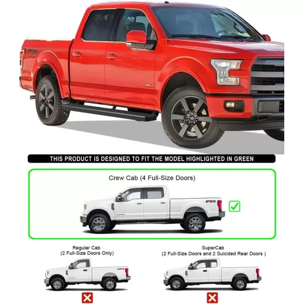 imageAPS Running Boards 5in Compatible with Ford F150 20152025 SuperCrew Cab ampamp F150 Lightning 20222025 ampamp F250 F350 Super Duty 20172025 Crew Cab Stainless Steel Nerf Bars Side Steps Side BarsStainless Steel Black