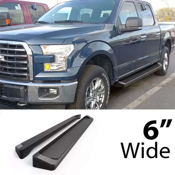 imageAPS Running Boards 5in Compatible with Ford F150 20152025 SuperCrew Cab ampamp F150 Lightning 20222025 ampamp F250 F350 Super Duty 20172025 Crew Cab Stainless Steel Nerf Bars Side Steps Side BarsAluminum Black