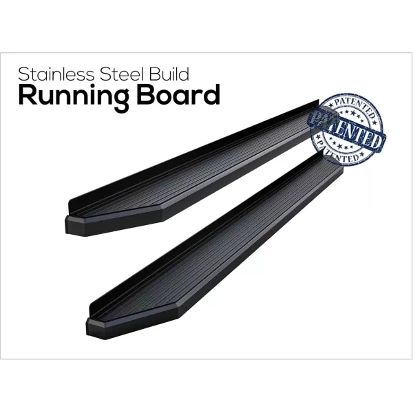 imageAPS Running Boards 5in Compatible with Ford F150 20152025 SuperCrew Cab ampamp F150 Lightning 20222025 ampamp F250 F350 Super Duty 20172025 Crew Cab Stainless Steel Nerf Bars Side Steps Side BarsStainless Steel Black