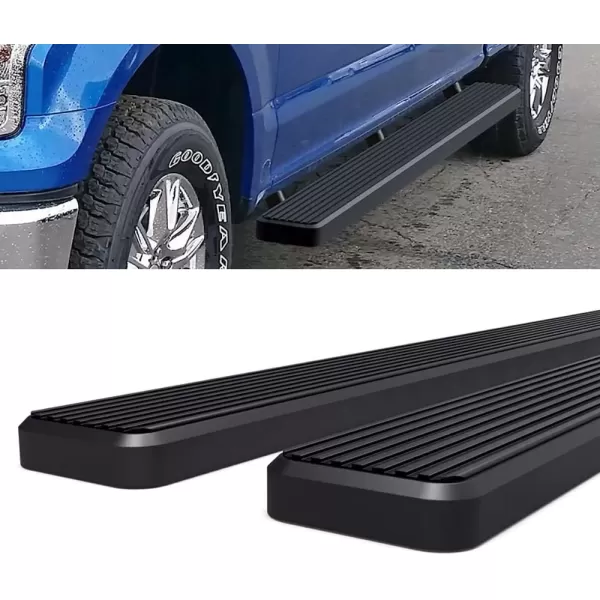 imageAPS Running Boards 5in Compatible with Ford F150 20152025 SuperCrew Cab ampamp F150 Lightning 20222025 ampamp F250 F350 Super Duty 20172025 Crew Cab Stainless Steel Nerf Bars Side Steps Side BarsBlack
