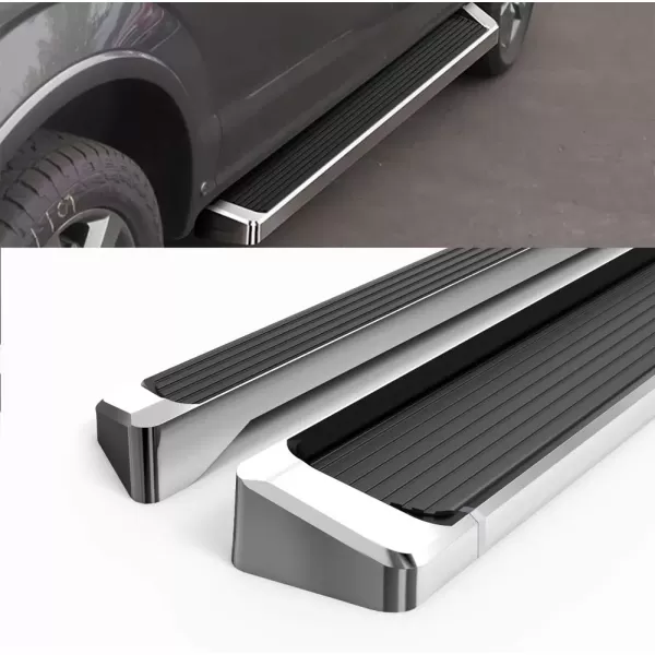 imageAPS Running Boards 5in Compatible with Ford F150 20152025 SuperCrew Cab ampamp F150 Lightning 20222025 ampamp F250 F350 Super Duty 20172025 Crew Cab Stainless Steel Nerf Bars Side Steps Side BarsAluminum Silver
