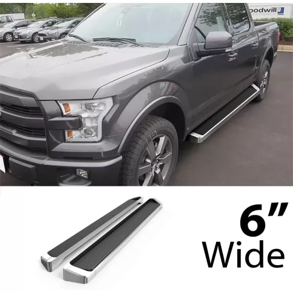 imageAPS Running Boards 5in Compatible with Ford F150 20152025 SuperCrew Cab ampamp F150 Lightning 20222025 ampamp F250 F350 Super Duty 20172025 Crew Cab Stainless Steel Nerf Bars Side Steps Side BarsAluminum Silver
