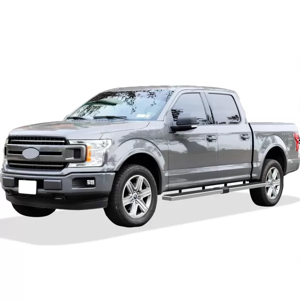 imageAPS Running Boards 5in Compatible with Ford F150 20152025 SuperCrew Cab ampamp F150 Lightning 20222025 ampamp F250 F350 Super Duty 20172025 Crew Cab Stainless Steel Nerf Bars Side Steps Side BarsSilver